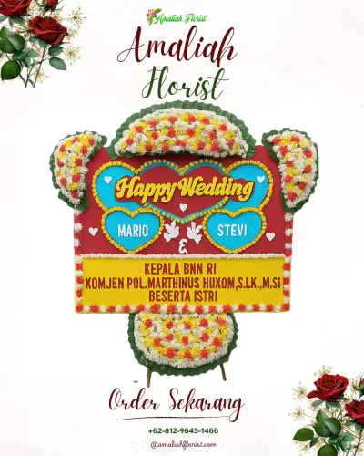 Karangan Papan Bunga Pernikahan di Dengok